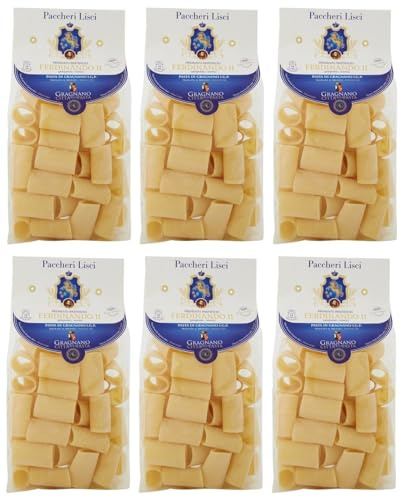 6er-Pack Pastificio Ferdinando II Paccheri Lisci Pasta di Gragnano I.G.P.,Nudeln aus Hartweizengrieß 500g