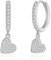 Kamise Dangle Hoop Earrings for Women, 925 Sterling Silver Hoops Earrings Hanging with Heart Pendant, Hypoallergenic Cubic Zirconia Silver Drop Earrings, 16mm Dangling Huggie Earrings with Gift Box