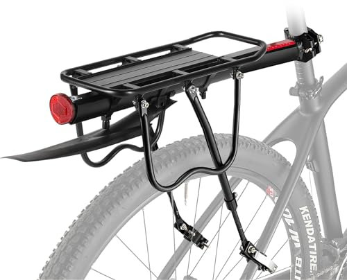Herrselsam Fahrrad Gepäckträger Mountainbike Gepäckträger mit Reflektor und Schutzblech, Aluminiumlegierung Fahrradgepäckträger für 24-29 Zoll Rennrad, MTB, Mountainbike, Maximale 50 kg