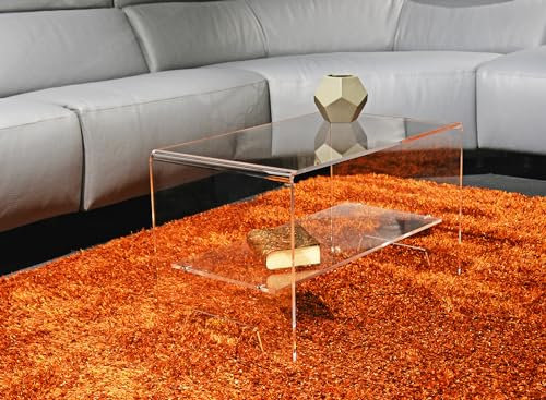 Slato Mira Grande Table Basse de Salon, Design Moderne, en Cristal Acrylique, Fabriqué en Italie