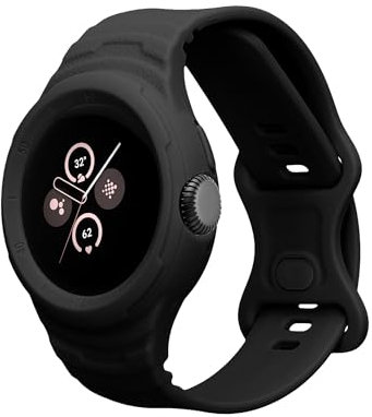 kwmobile Sportarmband kompatibel mit Google Pixel Watch 2 / Pixel Watch 1 - Armband TPU Silikon für Fitnesstracker - mit Schutz Bumper Schwarz