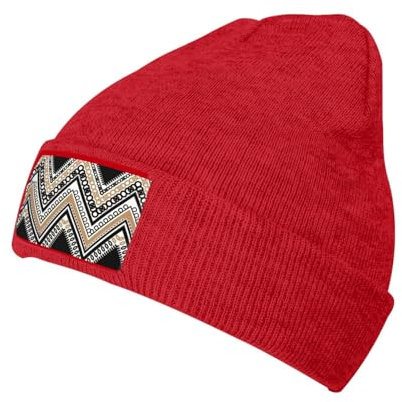 FRGMNT Beanies für den Winter, lockere Beanies für Damen und Herren, gestrickt, warme Wintermützen für Damen, Schwarz / Weiß, rot, One size