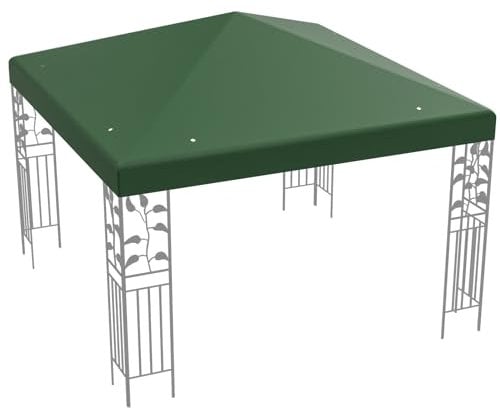 HOMASIS Telo Gazebo 3x3m, Copertura Gazebo Impermeabile in Poliestere, Tetto Singolo di Ricambio per Gazebo con Fori di Drenaggio e Chiusure, per Feste, Matrimoni (Verde)