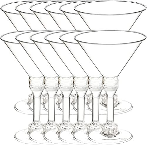 HELVES Lot de 20 Verres à Martini en Plastique, Verres à Cocktail Transparents, Verres à Champagne Exquis for Cocktails for la Maison, Le Bar, Les Restaurants et Les fêtes(20)