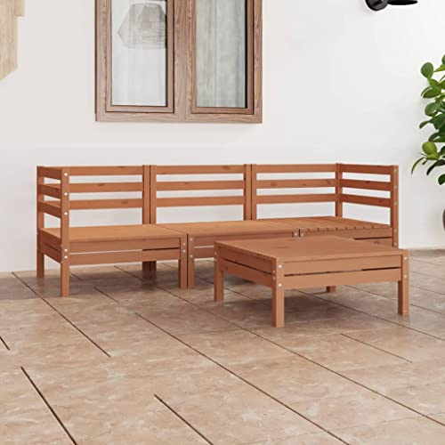 KTHLBRH Outdoor Lounge Garten möbel draußen Balkon Tisch und stühle 4-TLG. Garten-Lounge-Set Honigbraun Massivholz Kiefer