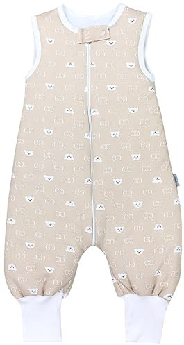 TupTam Baby Schlafsack mit Füßen Ganzjahresschlafsack OEKO-TEX zertifizierte Materialien 2,5 TOG, Farbe: Bären CC/Beige, Größe: 104-110