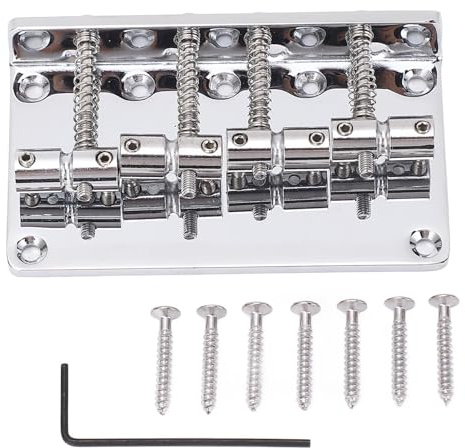 4-Saiter-E-Bass-Brücke, Verstellbare Premium-Zinklegierungskonstruktion, Erhöhte Sustain-Top-Loading oder String-Through-Body-Upgrades