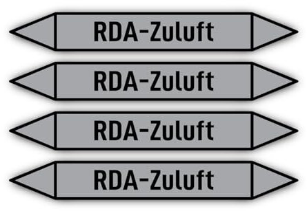 Pegatinas: 300 x 45 mm, 4 unidades – Grupo 3 – Aire – Sistema de protección de humo – etiquetado de tuberías – según DIN 2403 – Idioma: alemán – RDA-Zuluft