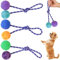 6 Stück Wurfball Hund, Hundespielzeug Ball mit Seil, Naturkautschuk Ball für Hunde, Weich und Elastisch, Wurfball mit Seil für Große & Kleine Hunde Weite Würfe Fangen, Eingebaute Pfeife