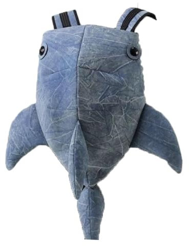 Hai-Rucksack aus Segeltuch, modisch, lustig, leicht, für Erwachsene und Kinder, Marine