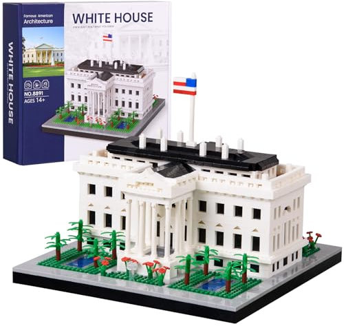 Aigidusansu White House Famous Landmark Model Set, 2300pcs World Architecture Mini Diamond Blocks Bricks, Building Toy 3D Puzzle for Adults 14 Teens(White House)
