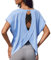 Weardear Sportshirt Damen Kurzarm Funktionsshirt Rückenfreies Laufshirt Loose Fit Sport Tshirt Atmungsaktiv Kurzarmshirt Gym Yoga Workout Fitness Oberteil Lang Sommer Hellblau M