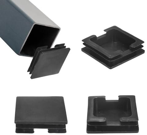 M METERXITY 4-Pack Bouchons D'Extrémité pour Tubes 75 x 75mm Protège-Sols | Bouchons Plastique Carrés Pour Pieds De Chaise, Tabouret De Bar, Équipement De Fitness, Pour Glissières De Chaise