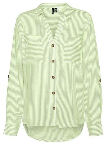 VERO MODA Damen Vmbumpy L/S Shirt New WVN Ga Noos Langarmbluse, Hellgrün ,XL