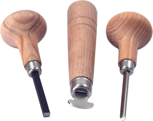Kit de herramientas de punta y bisel, paquete de 3 piezas de herramientas de ajuste de gemas de joyería con empujador de puntas, rodillo de bisel y asas ergonómicas de madera
