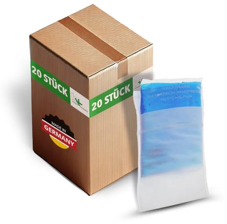 KK 20er Set Vließhüllen für Kühlpacks, 12 x 29 cm, Hüllen für Kalt-Wam-Kompressen zur Behandlung von Schwellungen, Prellungen und Verspannungen, zum Schutz der Haut vor direktem Kontakt