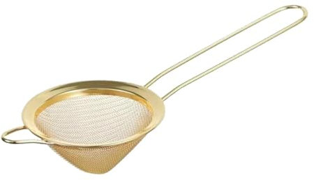 JISADER Cocktail Sieb, Edelstahl Fine Mesh Strainer Teesieb mit Griff, Small Matcha Sifter, Metall Feinmaschig Sieb für Tees Getränke Cocktails Zucker Gewürze, Gold