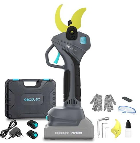 Cecotec TitanCut 5000 elektrisk sekatör. 2 x 21 V batterier, borstlös motor, grenar upp till 50 mm, titanbelagda blad, digital kontroll, inklusive fodral och tillbehör