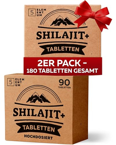 Mumijo Shilajit Tabletten Hochdosiert – 45.000 mg | 180 Tabletten (2 pack) | Reines Shilajit Original Mumijo Reich an 82% Fulvinsäure | Handgefertigt