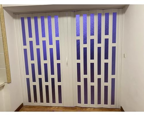 porta a soffietto Porte a soffietto senza binario inferiore, porta pieghevole alta 203,2 cm for ristorante, larghezza 36, ​​37, 42, 46, 50 pollici, porta invisibile con pannello in acrilico(W 185.4CM/