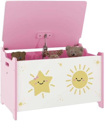 AIYAPLAY Baule Portagiochi con Coperchio per Bambini 60x37x39 cm Rosa | Cassa Portaoggetti per Giocattoli e Vestiti, Contenitore Organizer per Cameretta e Salotto