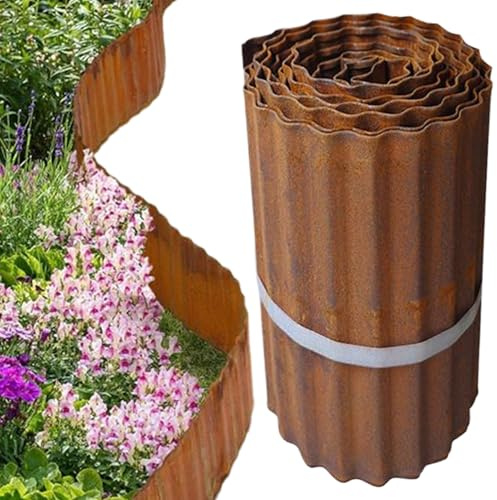 Rasenkante – Rasenkante – Metallzaun Welle flexibel 10 m für Kies Blumenbeet Weg Pool Spielplatz im Freien