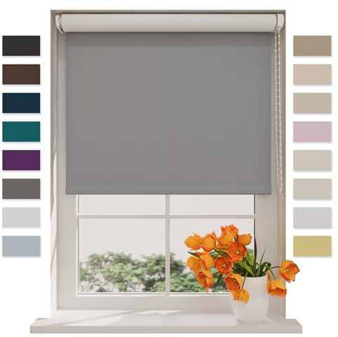 DTCH® Verdunkelungsrollo, hellgrau, 95 x 190 cm | Für Fenster, 100% verdunkelnd, Wand- oder Deckenmontage, Klemmfix separat erhältlich, Breiten bis 240 cm, kindersicher