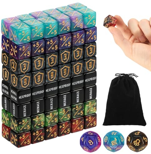 Guniata 99 Stück MTG Würfelzähler,-1/+1 Lebenszähler aus Acryl,AbilityKeyword Zähler,Tragbares Dekorative Plus und Minus Würfel,D6 Würfel,Kompatibel mit MTG,Kartenspiel Zubehör(99pcs)