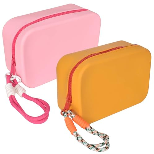 Borse Trucco in Silicone Impermeabile, Necessaire da Viaggio - Lavabile e Anti-Pelo, Pochette Tracolla per Makeup, Dimensioni 20x12cm