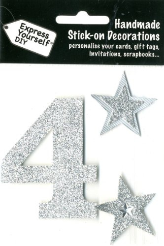 Express Yourself DIY, self Adhesive, Silver 4, Topper - Ideal for Card Making, Scrapbooking, Papercrafts, Childrens Crafts etc
