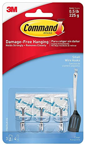 Command 17067CLR Small Wire Hook with 4 Strips - Clear (Pack of 3)