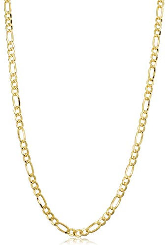 Kooljewelry 14k Gelbgold gefüllte massive Figaro Gliederkette (3,3 mm, 22 Zoll)