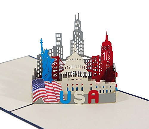 3D KARTE USA Skyline I Pop-Up Karte als Reisegutschein I Amerika Geschenk/Souvenir/Andenken in einer Klappkarte