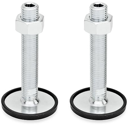 Ganter Normelemente | Stellfuß - GN 40-50-M16-125-A1-UK | Fußdurchmesser 50mm | Gummi Aufgeklipst | Stahl verzinkt | 2 Stück