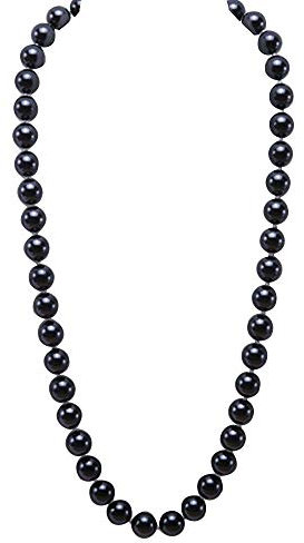 JYX Perlenkette Echte 12 mm Schwarz Südsee Muschel Perlen Halskette für Damen 70 cm