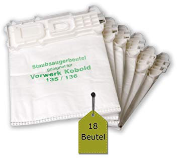 18 Sacchetti per aspirapolvere/Polvere/sacchetto in microfibra adatto per Vorwerk Folletto VK 135, 135 SC, 136 – von eVendix®
