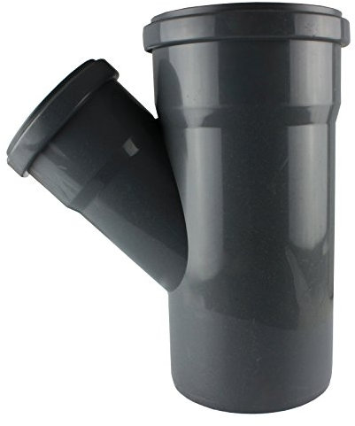 MKK - 19587-006 - HT Rohrabzweig PP DN 40-110 T-Stück 45° Verzweigung Verbindung Abzweig grau DN 110 auf DN 75