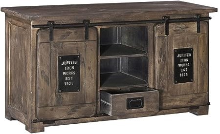 Massivmoebel24.de Sideboard Mango 128x45x70 grau lackiert Railway #202