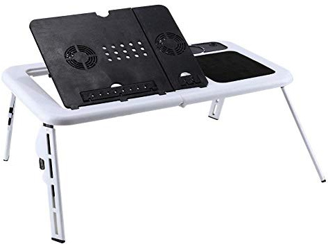 WJYLM Folding Laptop Desk Adjustable Computer Table Stand Foldable Table Cooling Fan Tray For Bed Sofa Notebook, Bed Laptop Tray, Laptop Table Stand