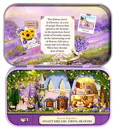 Spilay DIY Miniature Dollhouse Wooden Furniture Kit,Handmade Mini Iron Box theater Model,1:24 Scale Creative Doll House Toys for Lovers Model Q10