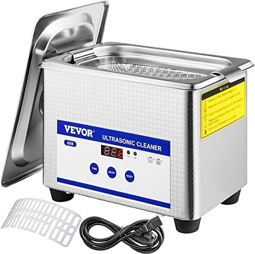 VEVOR Limpiador Ultrasónico 800ml, 35W Limpiador Ultrasónico Profesional de Acero Inoxidable, Máquina de Limpieza Ultrasónica Potente Frecuencia de 40 kHz con Pantalla LED para Joyas, Reloj, Gafas