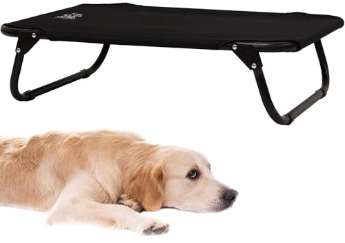 iNap Raised Dog Bed with Folding Legs - Cooling Elevated Pet Bed with Washable Breathable Fabric - Orthopaedic Steel Frame Design - Choose Colour & Size (L)