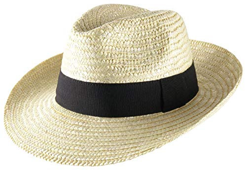 Classic Italy - Chapeau Fedora Paille Large Bord, Homme ou Femme Classic Fedora Paille Large - Taille 62 cm - Blanc