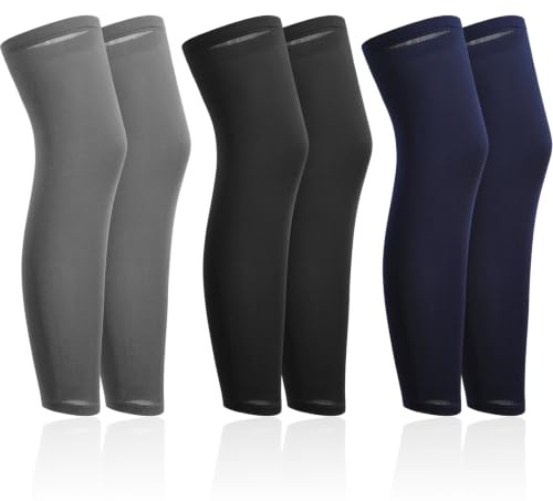 Skylety 3 Pairs Compression Leg Sleeves Full Length Sleeves for Mens Basketball Cycling