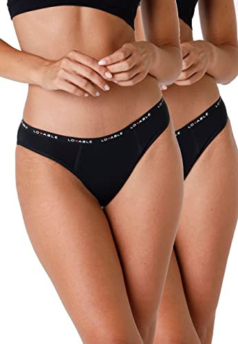 Lovable Slip da Ciclo Mestruale Flusso Abbondante Period Panties Bi-pack Donna x2, Nero, M