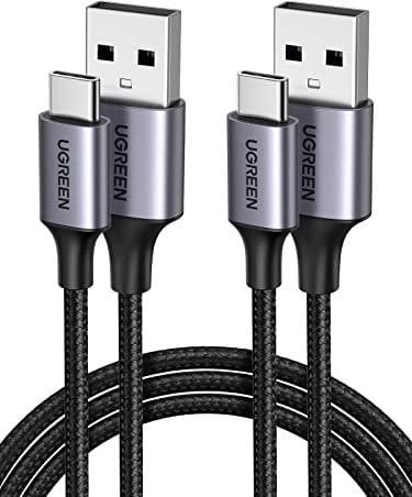 UGREEN Lot de 2 Câble USB C 3A Charge Rapide Nylon Tressé Compatible avec iPhone 16 Plus Pro Max 15 Galaxy S24 S23 A05S A35 A55 Redmi 14C A3 Note 13 12 P60 P50 Manette PS5 (0.5M)