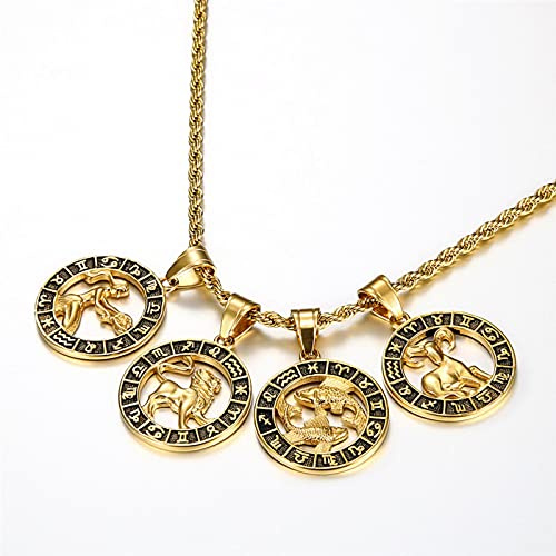 SONGK 12 Zodiac Sign Horoscope Pendant Necklaces for Mens Womens Gold Aries Leo 12 Constellations Dropshipping Necklace Jewelry