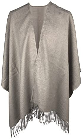 Toutacoo, Großer Poncho mit Fransen - Damen - (08-Maulwurf)