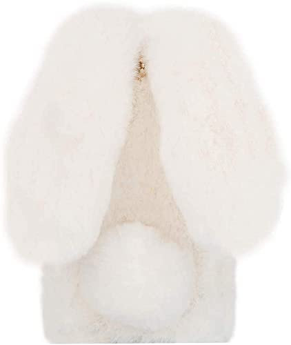 Everainy Kompatibel für iPhone XS/iPhone X Hülle Silikon Plüsch Kaninchen Gummi Bumper Niedlich Pelzig Hasenohren Serie Flauschige Bunny Hüllen Handyhülle Diamant Stoßfest Case Cover (weiß)