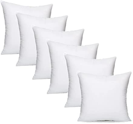 Extra Fill Plump Cushion Inner Pads (Pack of 6), 50 x 50 cm (20 x 20) | 100% Hollowfibre Cushions Inners Fillers Scatters - Cushion Stuffer Inserts, Hollowfibre Pillows (White)